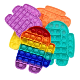 New Tie dye Among Us Pop It Murah Rainbow Among Us Toys for Kids Push