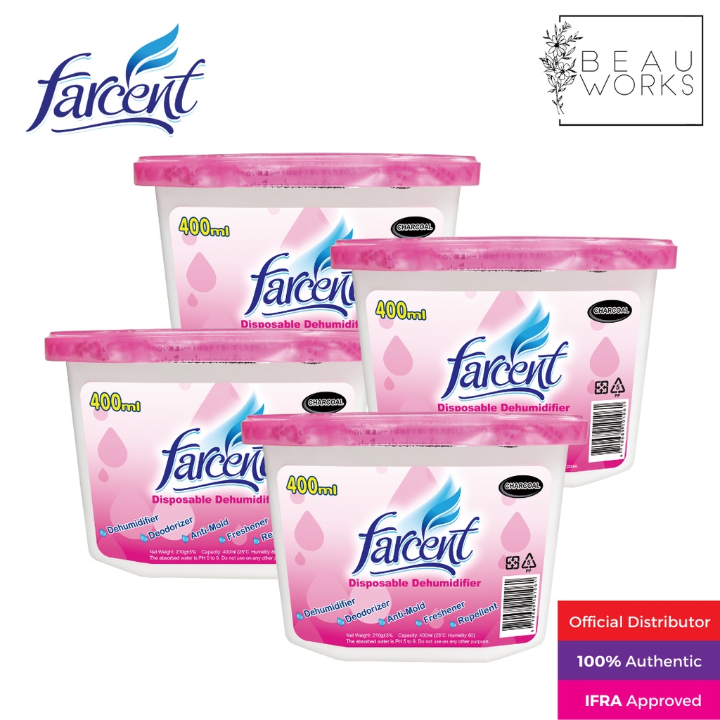 Farcent Disposable Dehumidifier Charcoal Set of 4 (400ml each