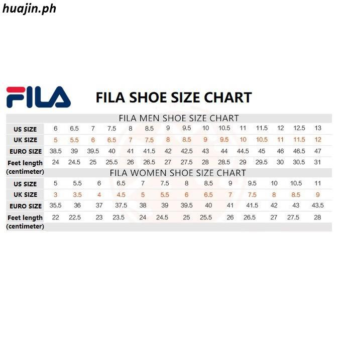size charts fila women shoes with 
