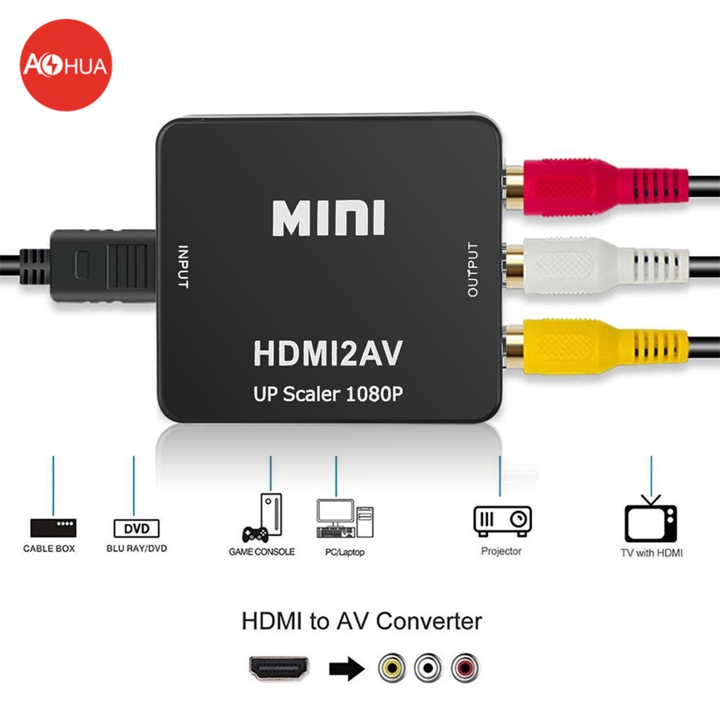 HDMI TO AV (RCA) Converter AV/CVBS Adapter HD 1080P Mini HDMI2AV Video