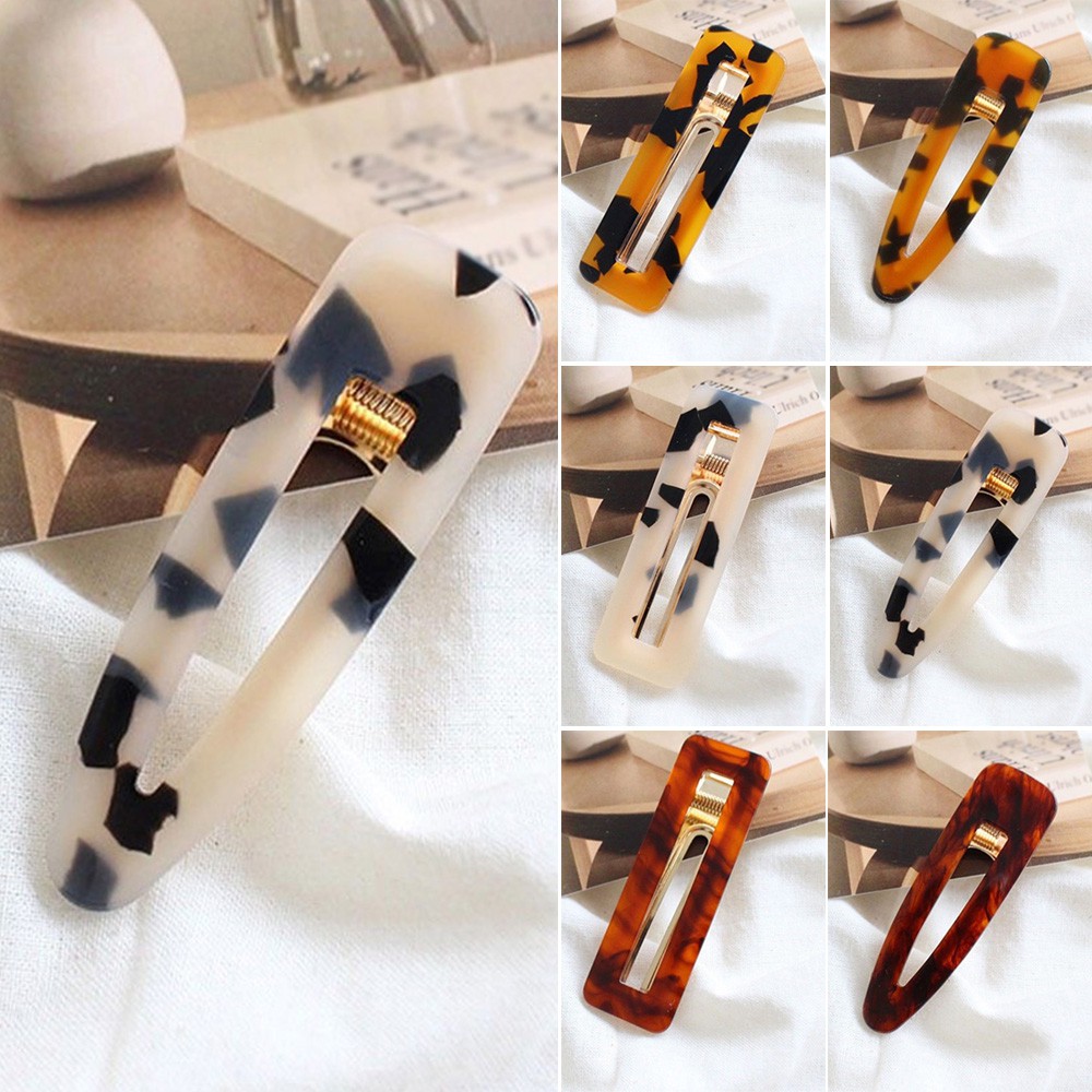 Women Acrylic Vintage Leopard Hair Clip Bobby Pin Hairband Hairpin Barrette Comb