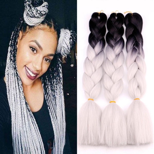 Cl 3pcs Set Gradient Color Big Braids Braiding Hair Fashionable