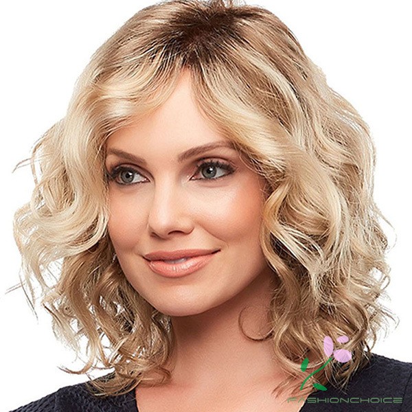 Fc 40cm Women Sexy Short Curly Wavy Wig Synthetic Hair