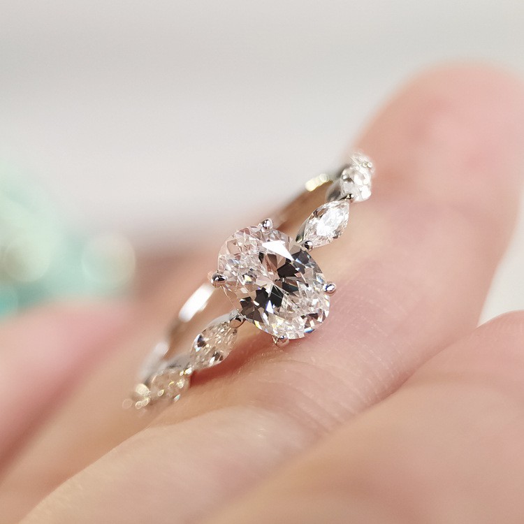 OUTA 2Pcs Women Full Diamond Ring 925 Sterling Silver Shiny Ring Cubic Zirconia Rings Big Carat Round Engagement Wedding Band Ring 
