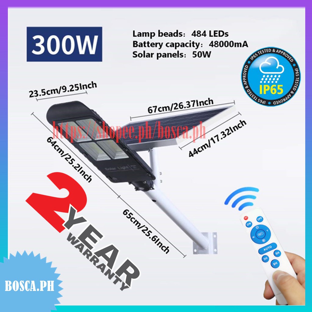 BOSCA 2 Year Warranty Nl Solar Street Light Outdoor With Pole Remote Battery Display