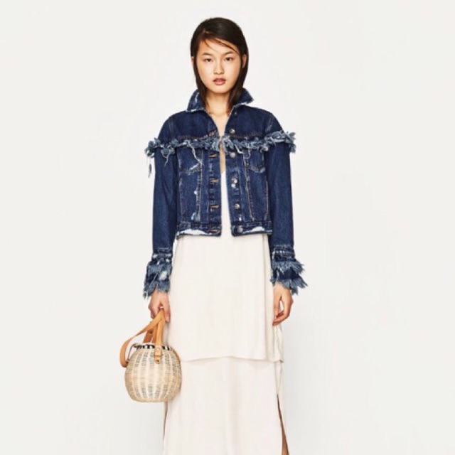 fringed denim jacket zara