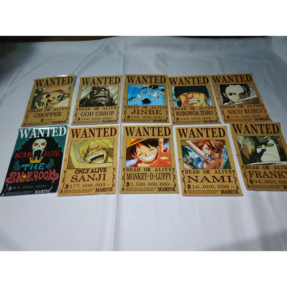 Updated Bounty Shp One Piece Wanted Poster Set Of 10 Freebies Shopee Philippines