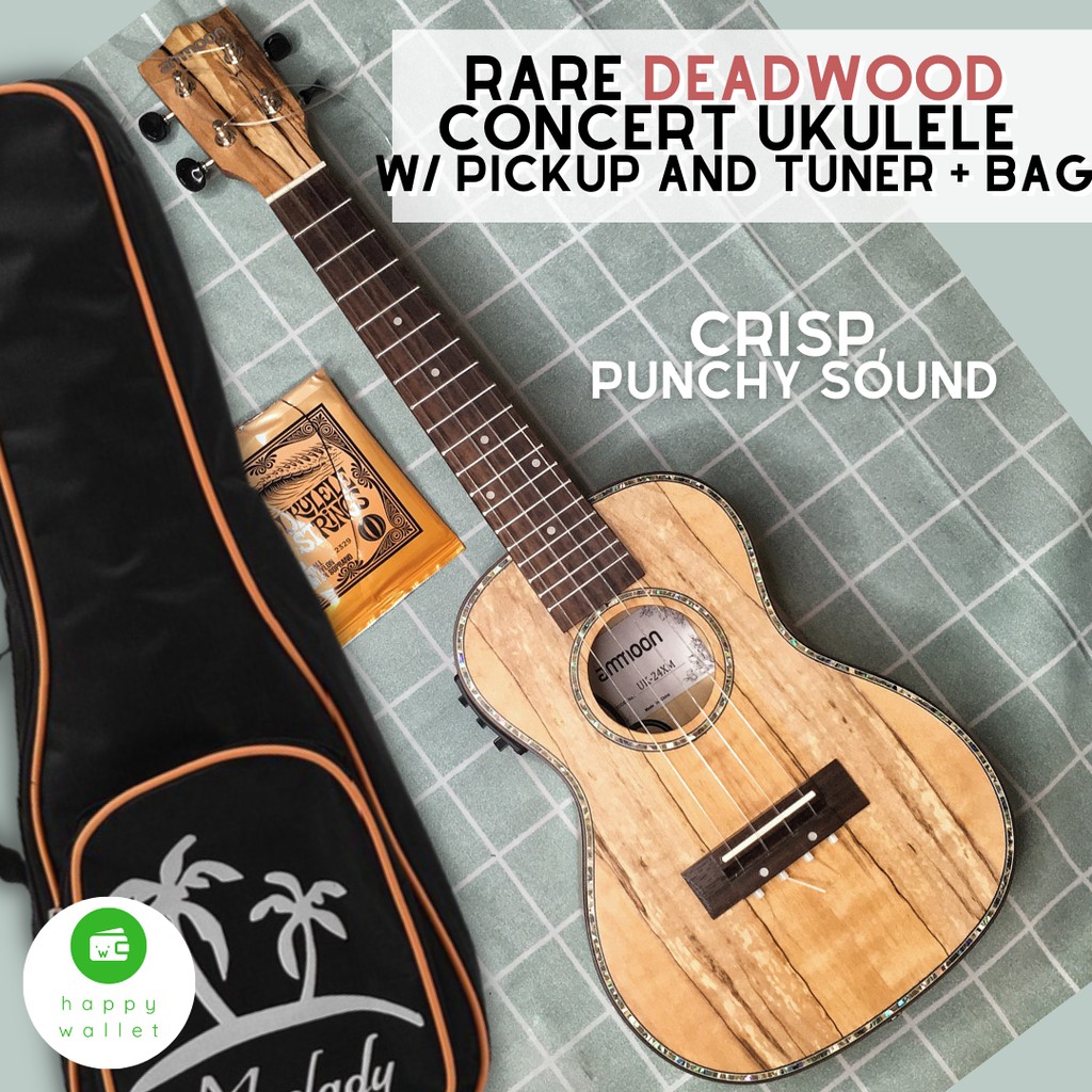 Ammoon 24" Deadwood (Rare wood) Concert ukulele with LED EQ Tuner