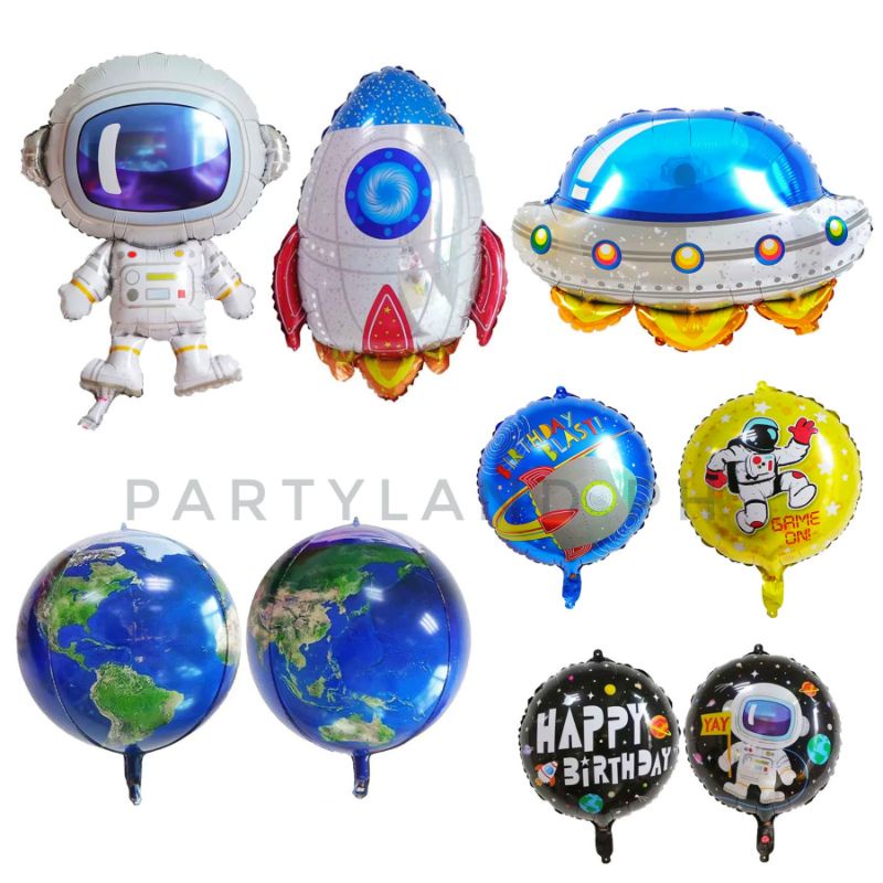 Space Birthday Theme Astronaut Rocket Spaceship Foil Balloon Party ...