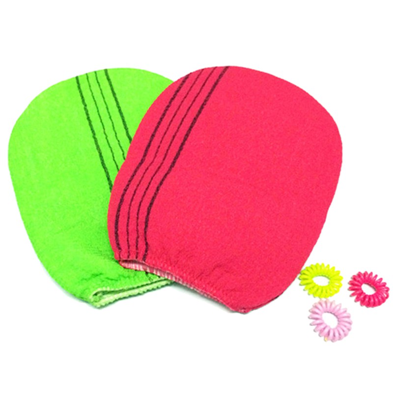 2 colors Korean Italy Exfoliating BodyScrub Glove Towel Green Red