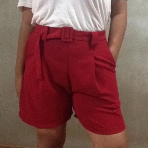 maroon high waisted shorts