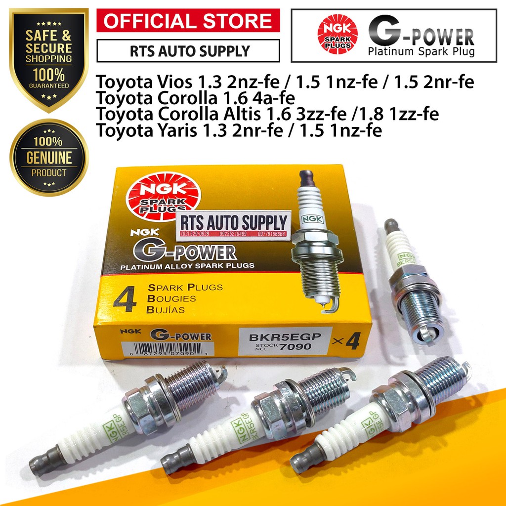 4pcs NGK BKR5EGP Platinum Spark Plug for Toyota Vios 1.3 1.5, Corolla