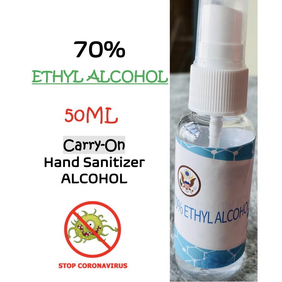 70 ETHYL ALCOHOL 50ML, carryon Hand Sanitizer ALCOHOL, Rubbing