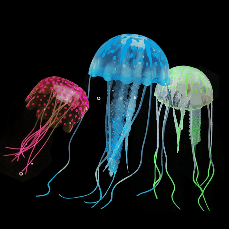 【Fast Delivery】 Soft Colorful Silicone Aquarium Artificial Jellyfish Fluorescent Floating jelly 【Veemm】 #7