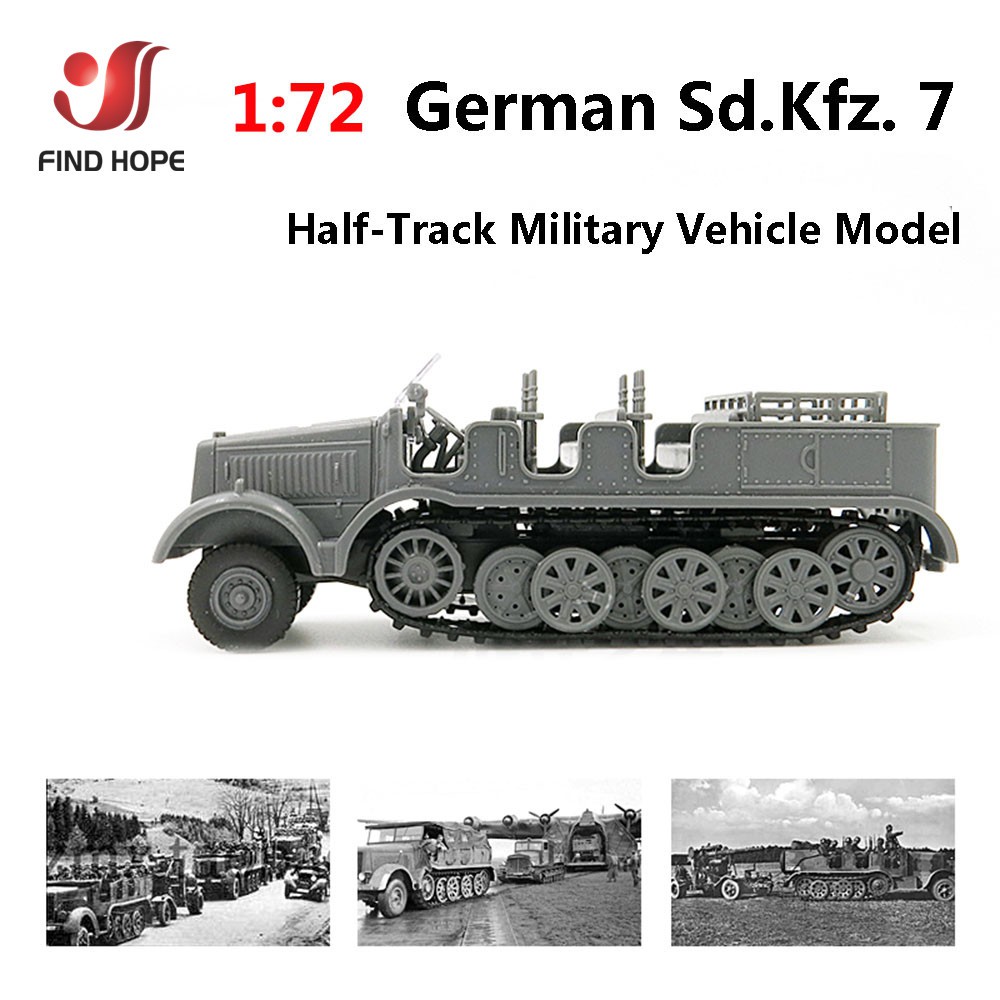 1:72 German Sd.Kfz.7 Half-Track Military Vehicle Assembly Model+10 Soldier Model