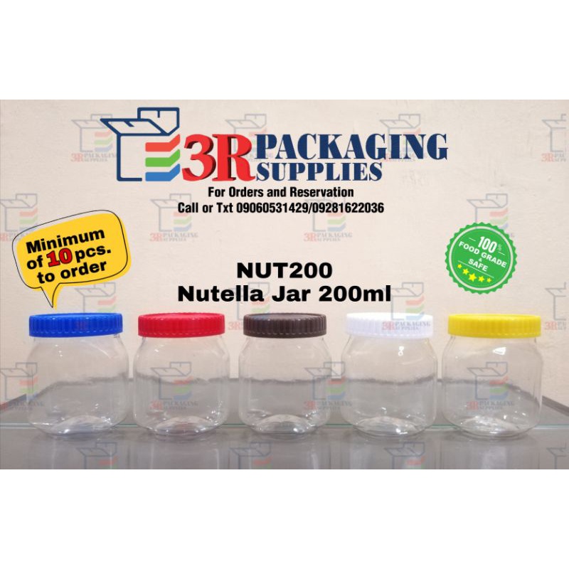 Nutella Jar 200ml / Plastic Jar / PET Jar with optional Liner and Cap Sealer Shopee Philippines