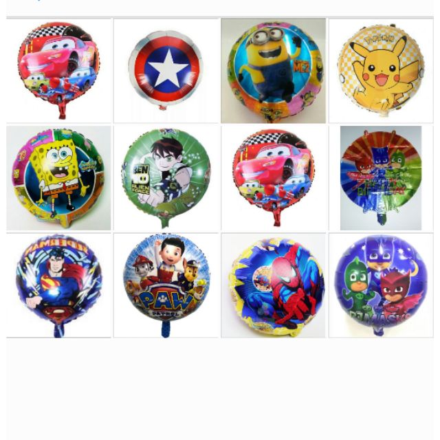 18inches Round Foil Cartoon Characters Balloons (6pcs/pck) | Shopee  Philippines
