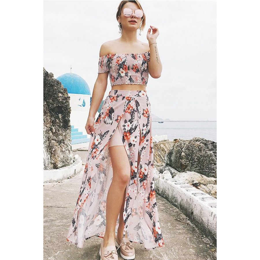 light pink casual maxi dress