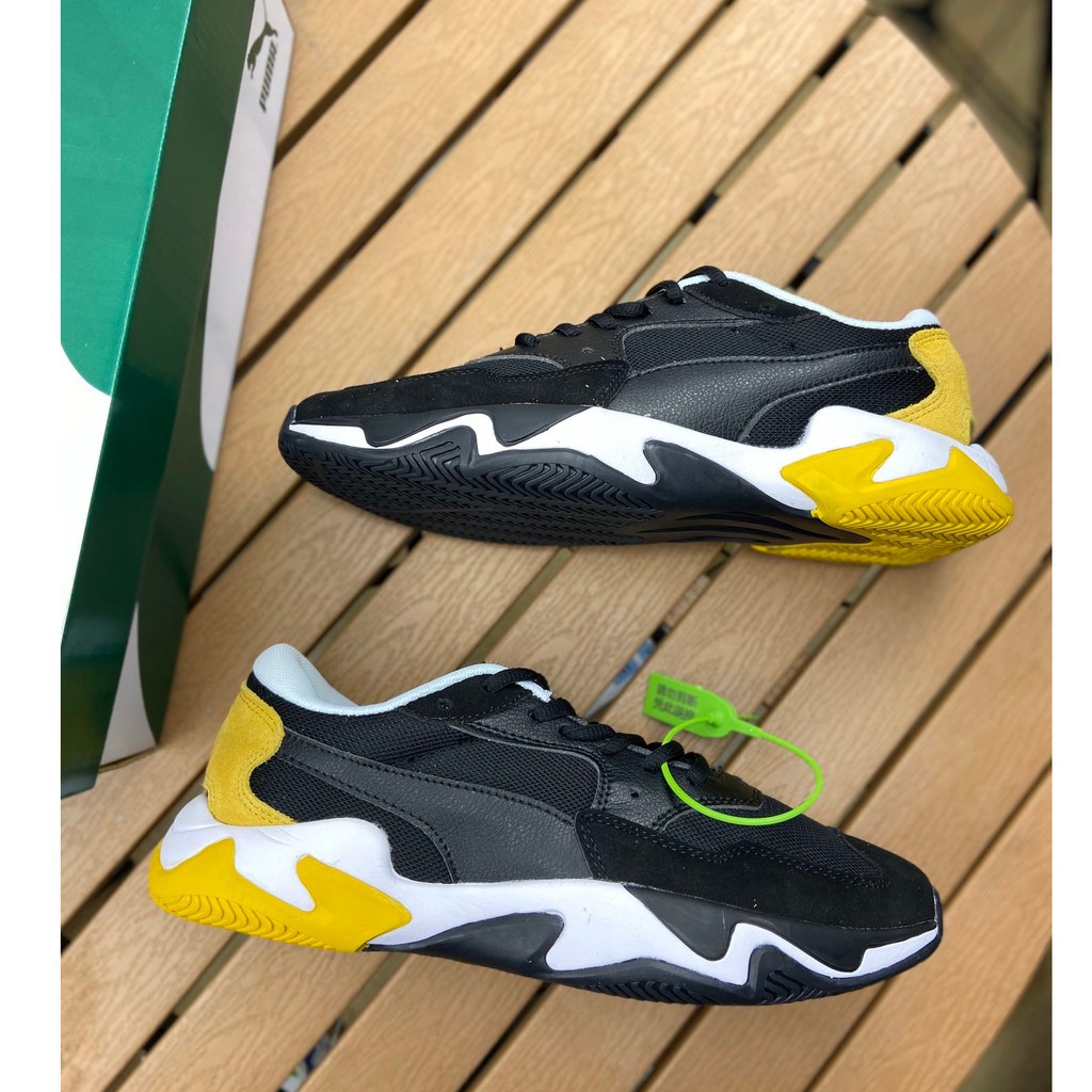puma grey and yellow sport shoes