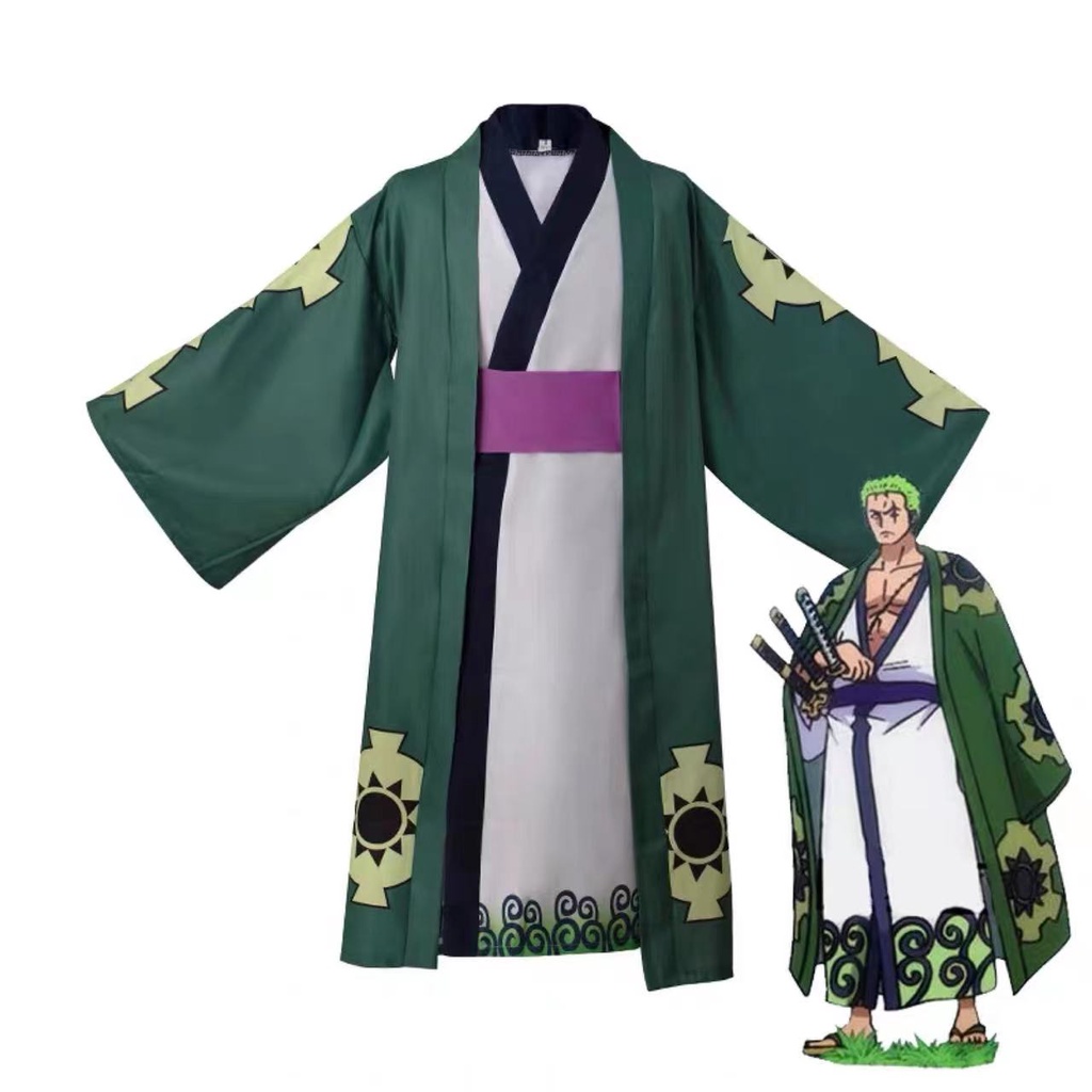 One Piece Roronoa Zoro Cosplay Costume Kimono Robe Full Suit Shopee