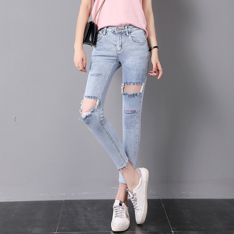 stretchy jeans with holes