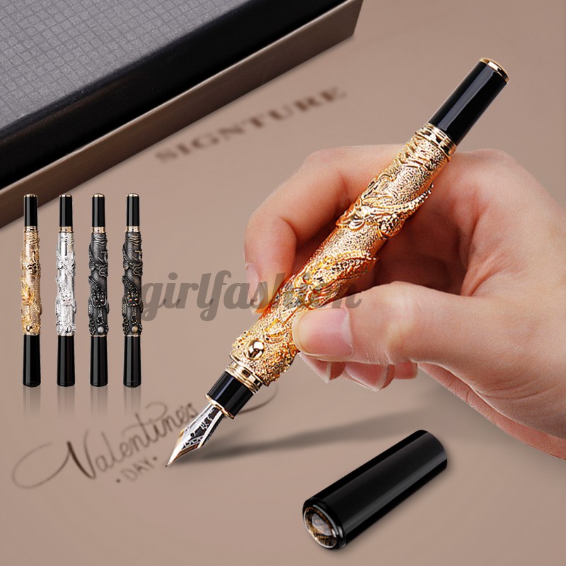 JINHAO Dragon Heavy Fountain Pen Clip 0.5mm Broad Nib 18KGP Business Men JINHAO Dragon Heavy Fountain Pen Clip 0.5mm Broad Nib 18KGP Business Men