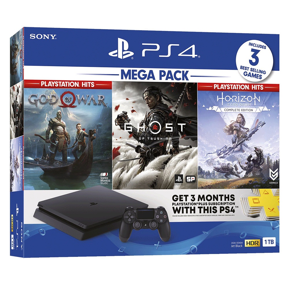PS4 Console 1TB (JET BLACK) CUH-2218B B01 R3 Mega Pack (GOD OF WAR PS4 Console 1TB (JET BLACK) CUH-2218B B01 R3 Mega Pack (GOD OF WAR