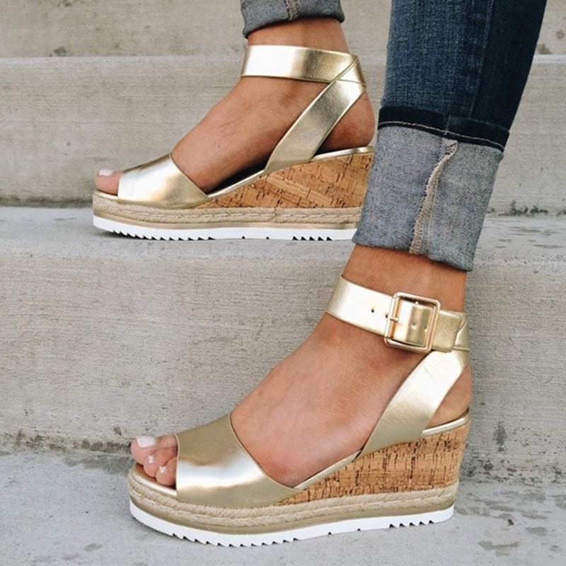 women's high heel wedge sandals