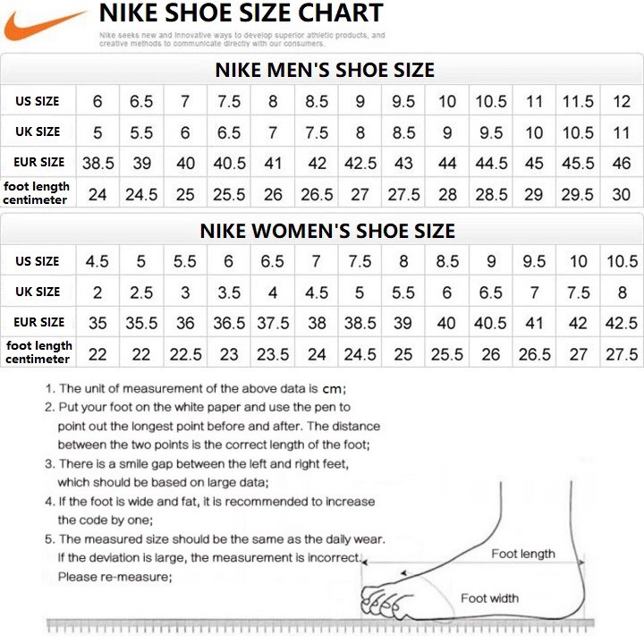 nike shoes us size chart