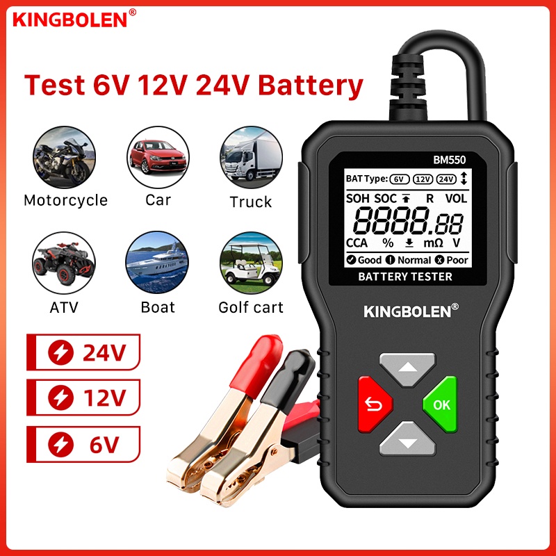 Car Battery Tester BM550 6V 12V 24V 100-2000 CCA 2Ah-220Ah Detect Analyzer Tool