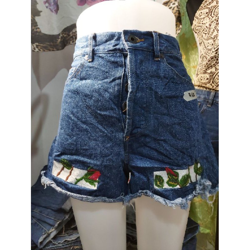 branded denim shorts