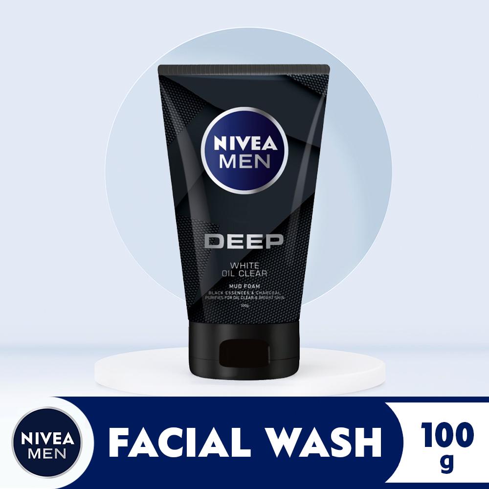 NIVEA MEN Facial Wash Deep Oil Clear with Black Essences Mud Foam, Face ...