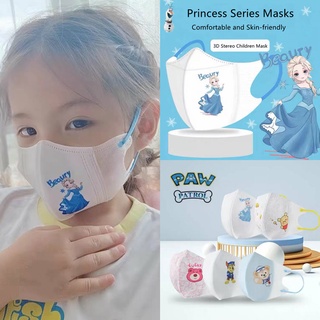 Mask For Kids Fashion Princess Series Children Face Mask Children Mask 3D Three-dimensional Boy Cartoon Cute Girl Treasure Breathable Disposable Three-layer Protective Student Mask