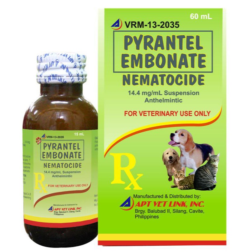 Nematocide Pyrantel Embonate Dewormer For Dogs And Cats 15ml 60ml Shopee Philippines