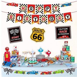 Race Car Birthday Party Decorations Checkered Racing Car theme Balloon Happy Birthday Banner for Birthday Race Themed Party Sports Events #6