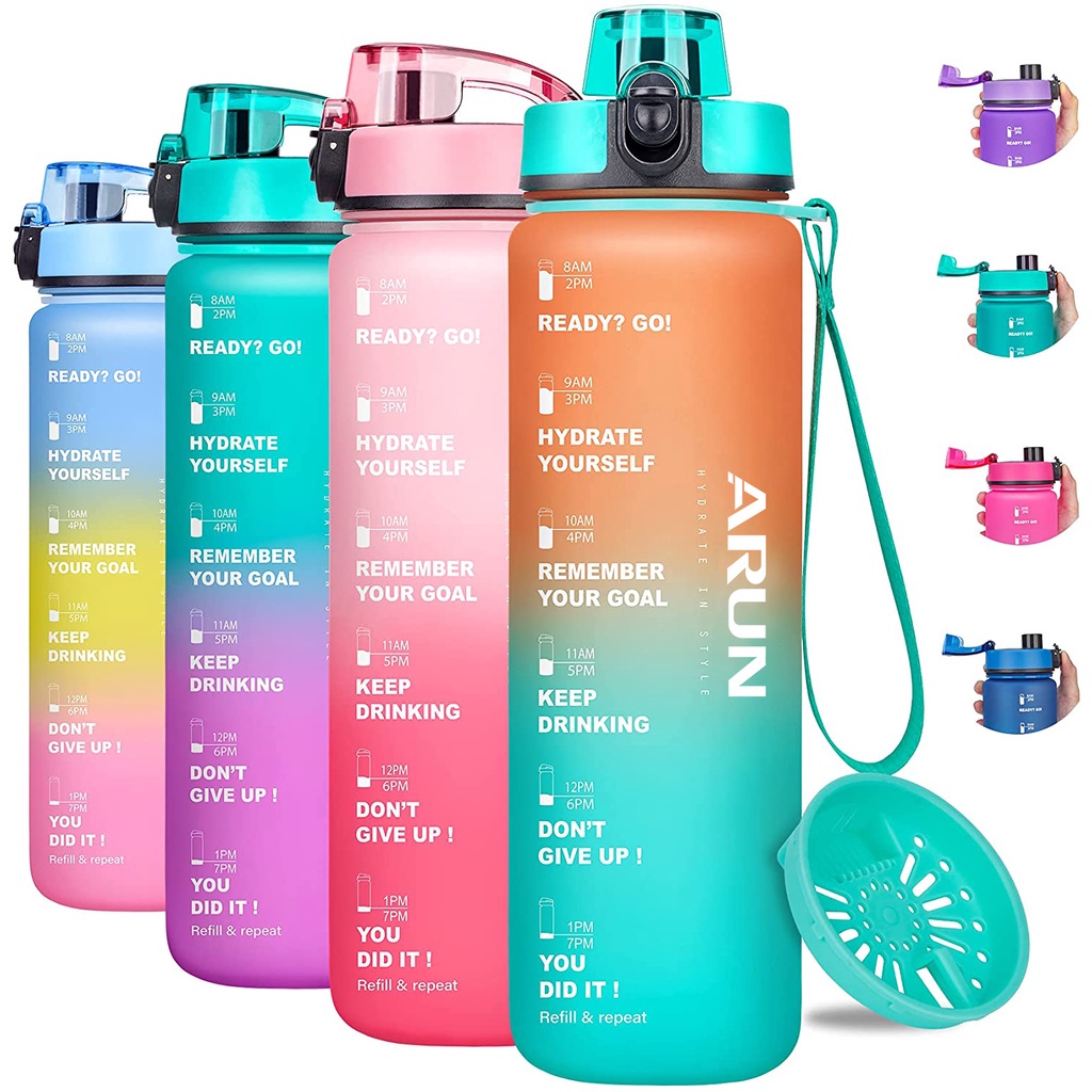 mineral water container ARUN Sports Water Bottle BPA Free with Time ...