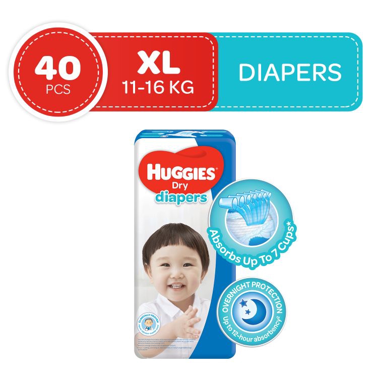 Huggies Dry Diapers XL 40 pcs | Shopee 