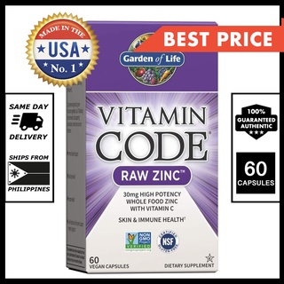 Garden of Life Vitamin Code Raw Zinc, 30mg Whole Food Supplement + Vitamin C Minerals & Probiotics
