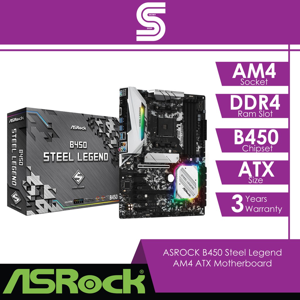 ASROCK B450 Steel Legend AM4 ATX Motherboard Shopee Philippines
