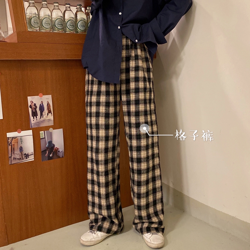 plaid wide leg pants