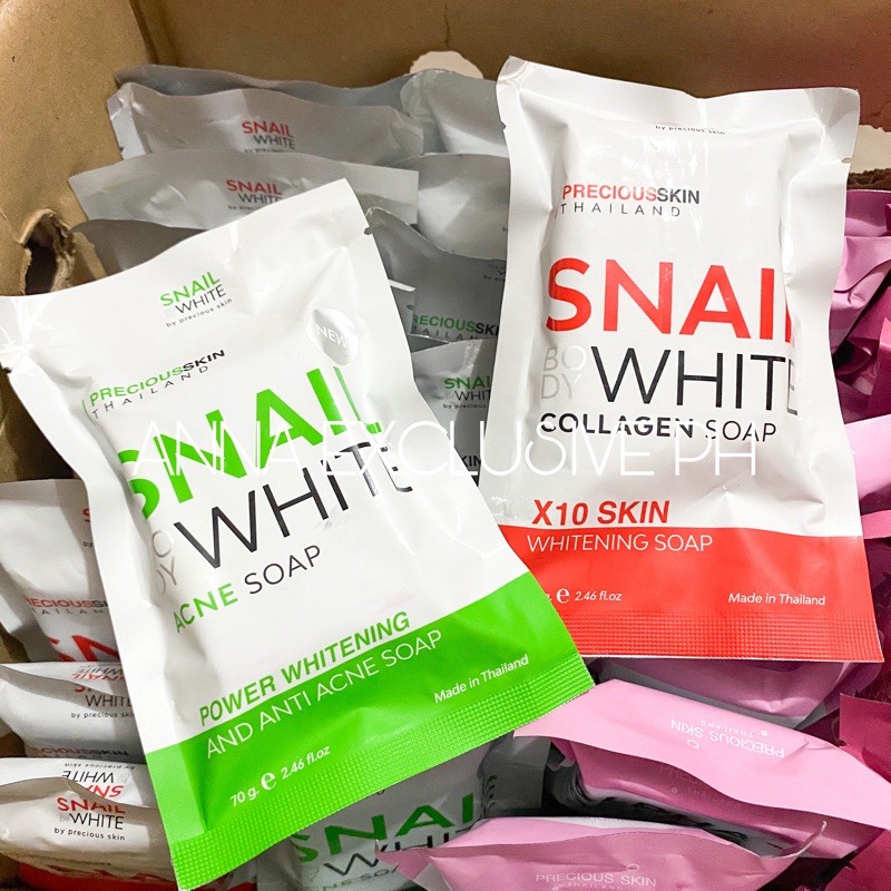Authentic SNAIL WHITE SOAP 10x Collagen Acne & Whitening Shopee
