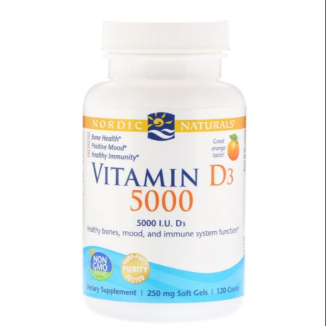 Nordic Naturals, Vitamin D3 5000 IU,Orange, 120 Soft Gels Shopee