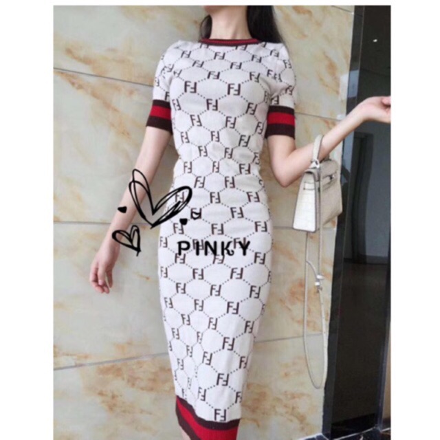 black and white fendi dress