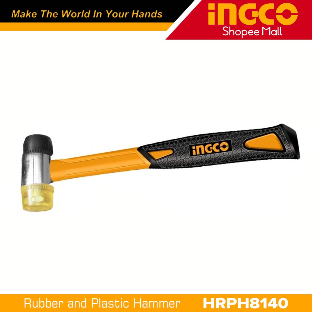 Ingco HRPH8140 Industrial Rubber and Plastic Hammer 40mm Fiberglass