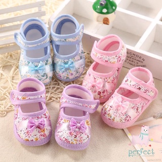 Newborn Cute Flower Bowknot Casual Baby Girl Toddler Shoes Crib Shoes 0-18 Months Ready Stock
