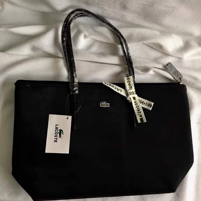 lacoste black tote bag