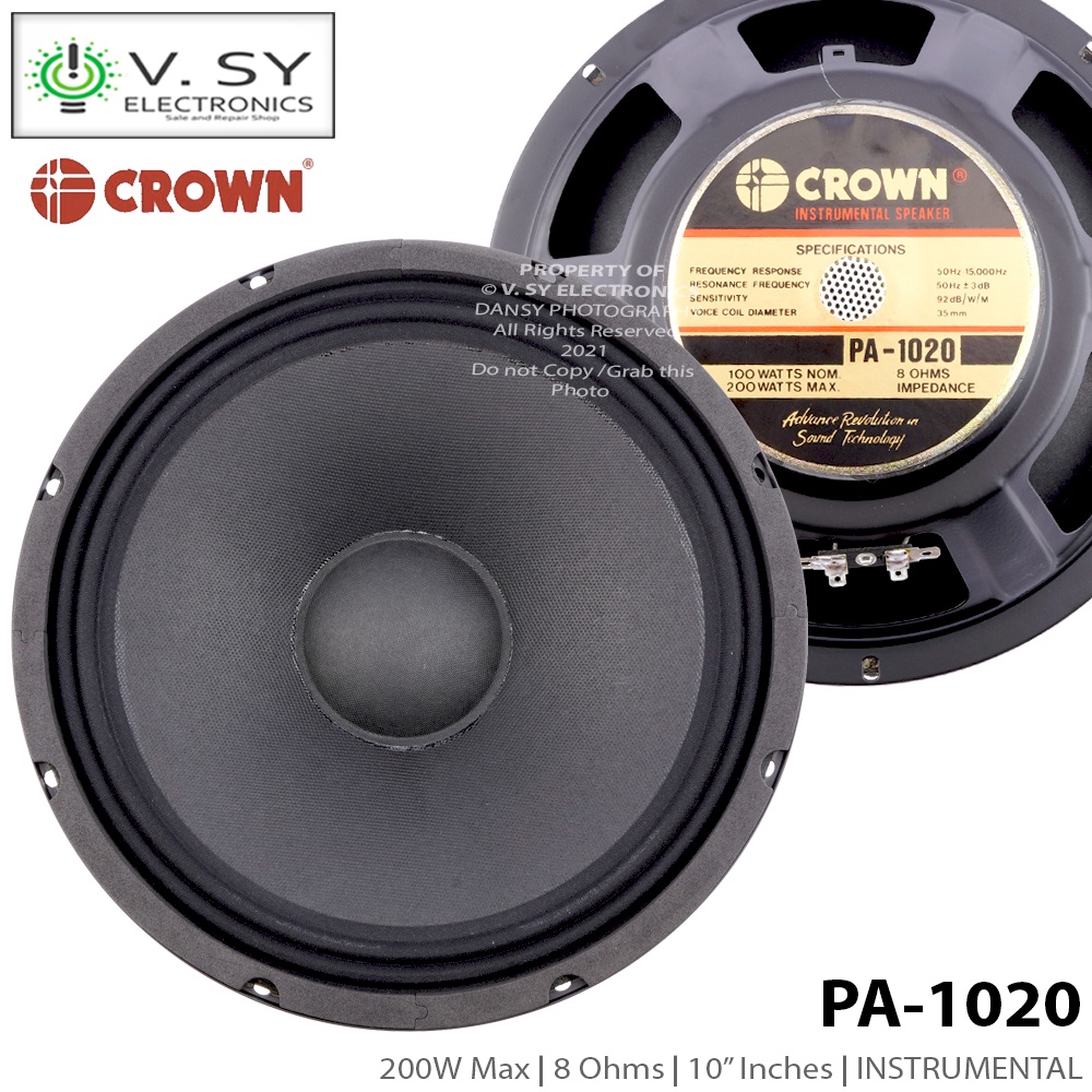 2021 Original Crown PA-1020 200W 8 Ohms 10 Inches Professional ...