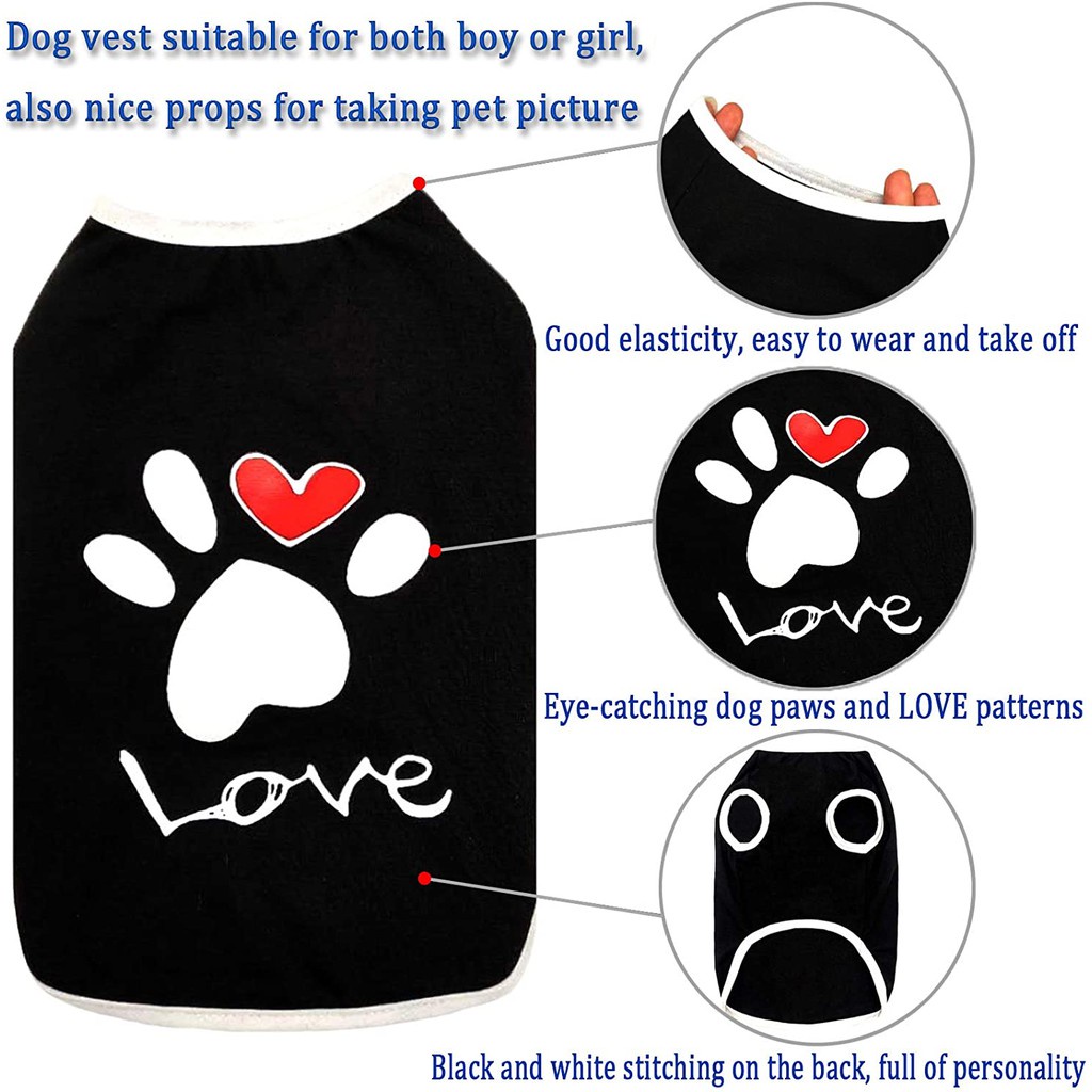 Vest Small Pet Shirt Cat Dog Clothes Summer Puppy Kitty  Paw Print Heart Love T-shirt For Dog #4