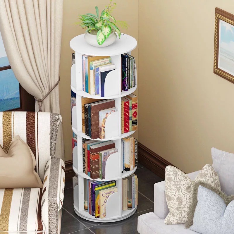 Revolving PVC unbreakable book shelf circular or square 3 or 4 level