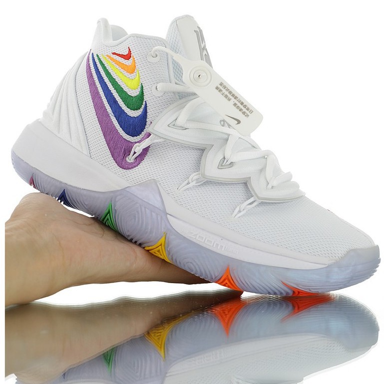 kyrie 5 rainbow white